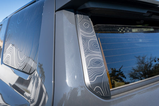 Topographic Sliding Rear Window Trim Overlays - 2025+ 4Runner - 25RUNRWINTRIM-TP-CG-25RUNRWINTRIM-TP-WH-25RUNRWINTRIM-TP-AG-25RUNRWINTRIM-TP-COOL-25RUNRWINTRIM-TP-DS-  DRIVEN - 1