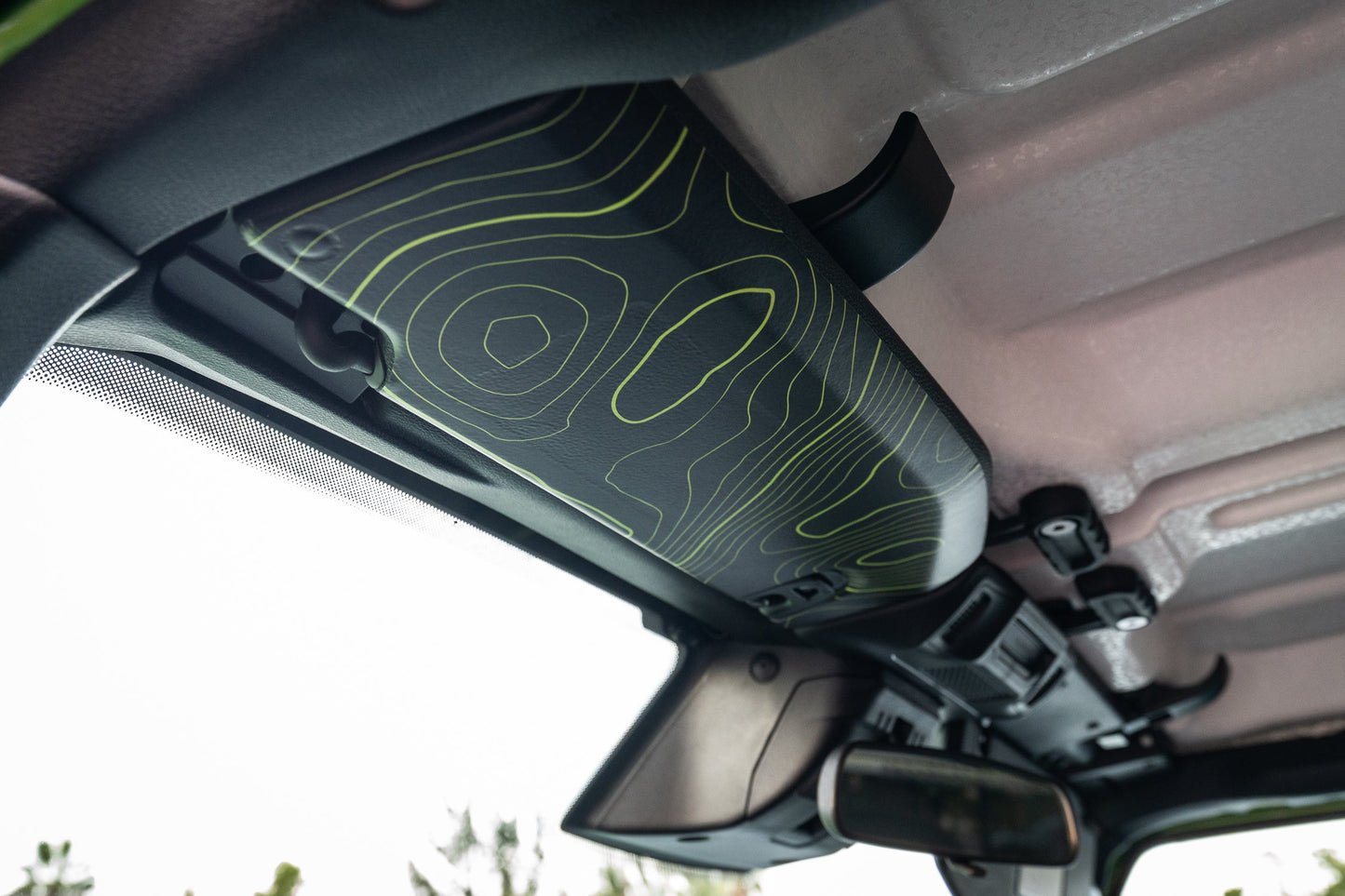 Topographic Map Sun Visor Overlays - 2018+ Jeep Wrangler JL / Jeep Gladiator JT - JLVISORFULLTP-RRNHL-JLVISORFULLTP-RRHL-JLVISORFULLTP-DDSNHL-JLVISORFULLTP-DDSHL-JLVISORFULLTP-SBNHL-  DRIVEN - 6