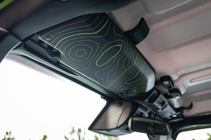 Topographic Map Sun Visor Overlays - 2018+ Jeep Wrangler JL / Jeep Gladiator JT - JLVISORFULLTP-RRNHL-JLVISORFULLTP-RRHL-JLVISORFULLTP-DDSNHL-JLVISORFULLTP-DDSHL-JLVISORFULLTP-SBNHL-  DRIVEN - 6