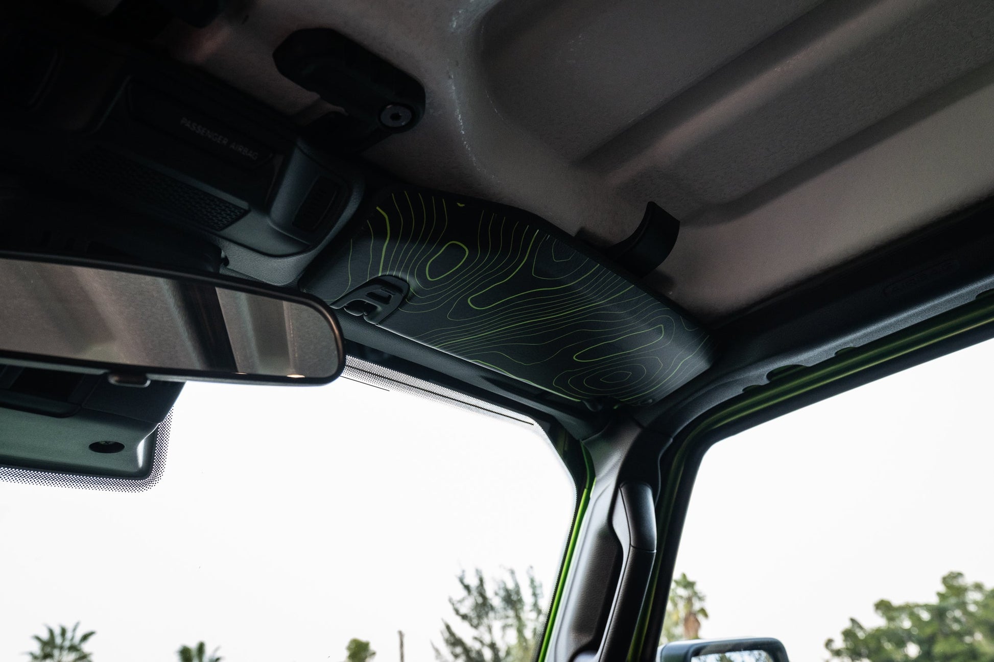 Topographic Map Sun Visor Overlays - 2018+ Jeep Wrangler JL / Jeep Gladiator JT - JLVISORFULLTP-RRNHL-JLVISORFULLTP-RRHL-JLVISORFULLTP-DDSNHL-JLVISORFULLTP-DDSHL-JLVISORFULLTP-SBNHL-  DRIVEN - 10