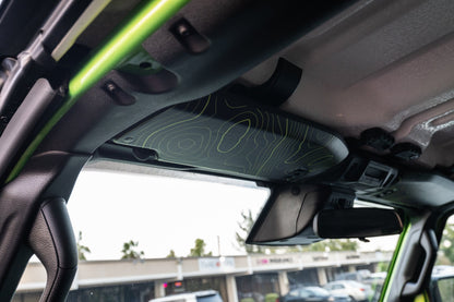 Topographic Map Sun Visor Overlays - 2018+ Jeep Wrangler JL / Jeep Gladiator JT - JLVISORFULLTP-RRNHL-JLVISORFULLTP-RRHL-JLVISORFULLTP-DDSNHL-JLVISORFULLTP-DDSHL-JLVISORFULLTP-SBNHL-  DRIVEN - 4