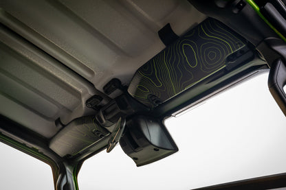 Topographic Map Sun Visor Overlays - 2018+ Jeep Wrangler JL / Jeep Gladiator JT - JLVISORFULLTP-RRNHL-JLVISORFULLTP-RRHL-JLVISORFULLTP-DDSNHL-JLVISORFULLTP-DDSHL-JLVISORFULLTP-SBNHL-  DRIVEN - 12