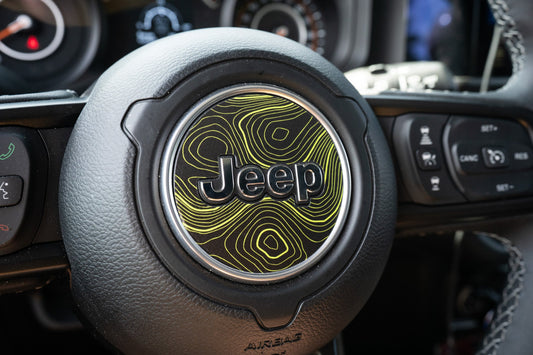 Topographic Steering Wheel Overlays - 2018+ Wrangler JL / Gladiator JT - JLSWTP-RR-JLSWTP-DD-JLSWTP-SB-JLSWTP-392-JLSWTP-MO-  DRIVEN - 1
