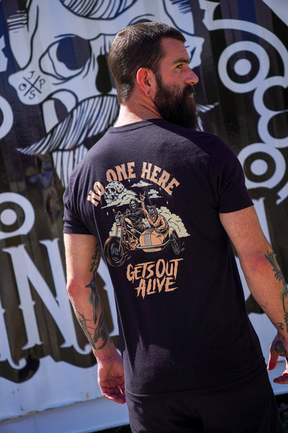 No one here gets out alive T-shirt - sku-46344005845155-sku-46344005877923-sku-46344005910691-sku-46344005943459-sku-46344005976227-  DRIVEN - 4