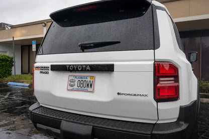"TOYOTA" Topo Rear Tailgate Emblem Overlays - 2024+ Land Cruiser - 24LC250-RT-TOYOTA-TPWH-24LC250-RT-TOYOTA-TPHB-24LC250-RT-TOYOTA-TPVB-24LC250-RT-TOYOTA-TPAG-24LC250-RT-TOYOTA-TPSO-  DRIVEN - 2