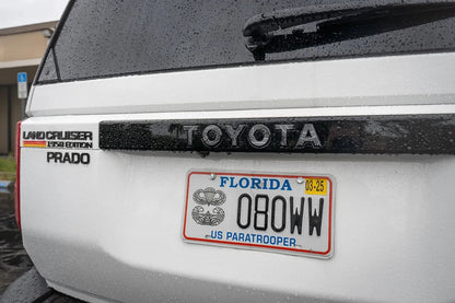 "TOYOTA" Topo Rear Tailgate Emblem Overlays - 2024+ Land Cruiser - 24LC250-RT-TOYOTA-TPWH-24LC250-RT-TOYOTA-TPHB-24LC250-RT-TOYOTA-TPVB-24LC250-RT-TOYOTA-TPAG-24LC250-RT-TOYOTA-TPSO-  DRIVEN - 3