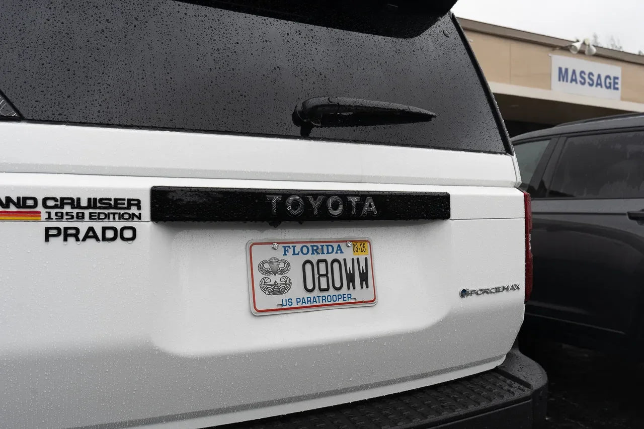 "TOYOTA" Topo Rear Tailgate Emblem Overlays - 2024+ Land Cruiser - 24LC250-RT-TOYOTA-TPWH-24LC250-RT-TOYOTA-TPHB-24LC250-RT-TOYOTA-TPVB-24LC250-RT-TOYOTA-TPAG-24LC250-RT-TOYOTA-TPSO-  DRIVEN - 8