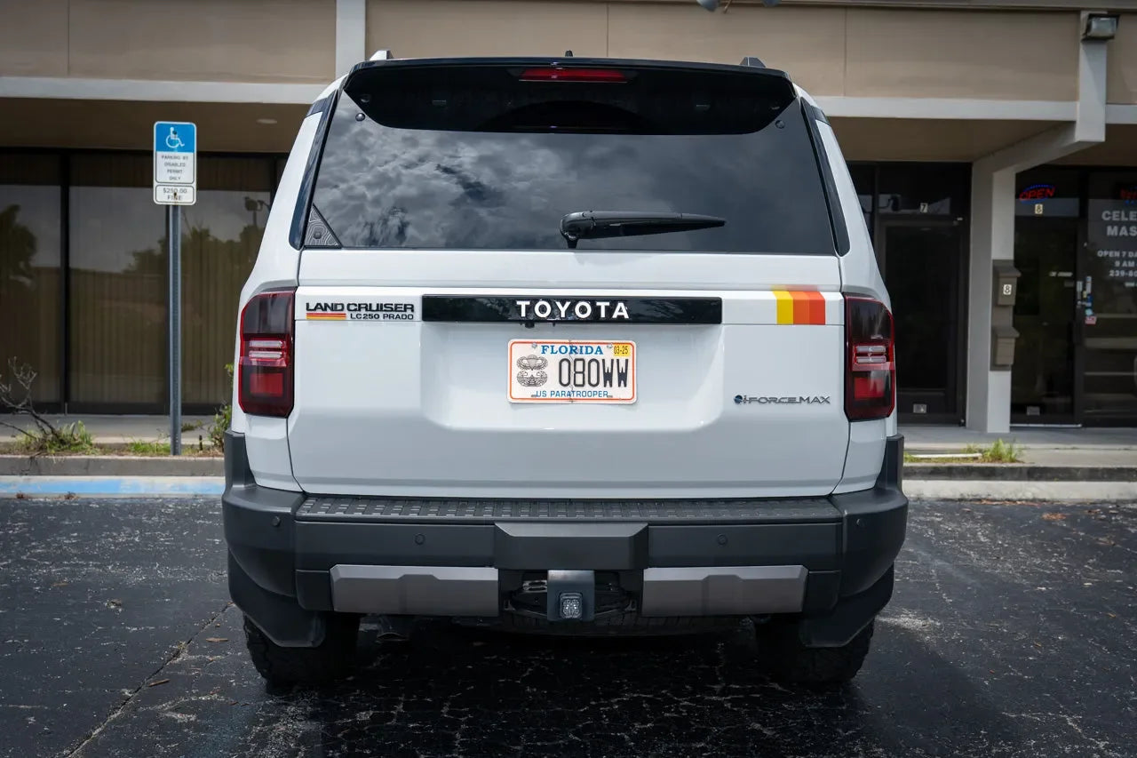 TOYOTA Emergency Reflective Rear Tailgate Emblem Overlays - 2024+ Land Cruiser - 24LC250-RTE-TOYOTA-WH-24LC250-RTE-TOYOTA-MB-24LC250-RTE-TOYOTA-BL-24LC250-RTE-TOYOTA-OR-24LC250-RTE-TOYOTA-PI-  DRIVEN - 4