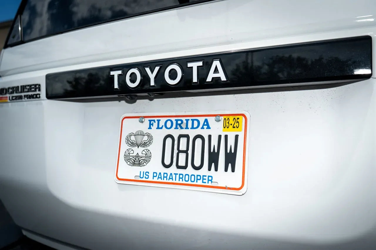 TOYOTA Emergency Reflective Rear Tailgate Emblem Overlays - 2024+ Land Cruiser - 24LC250-RTE-TOYOTA-WH-24LC250-RTE-TOYOTA-MB-24LC250-RTE-TOYOTA-BL-24LC250-RTE-TOYOTA-OR-24LC250-RTE-TOYOTA-PI-  DRIVEN - 1