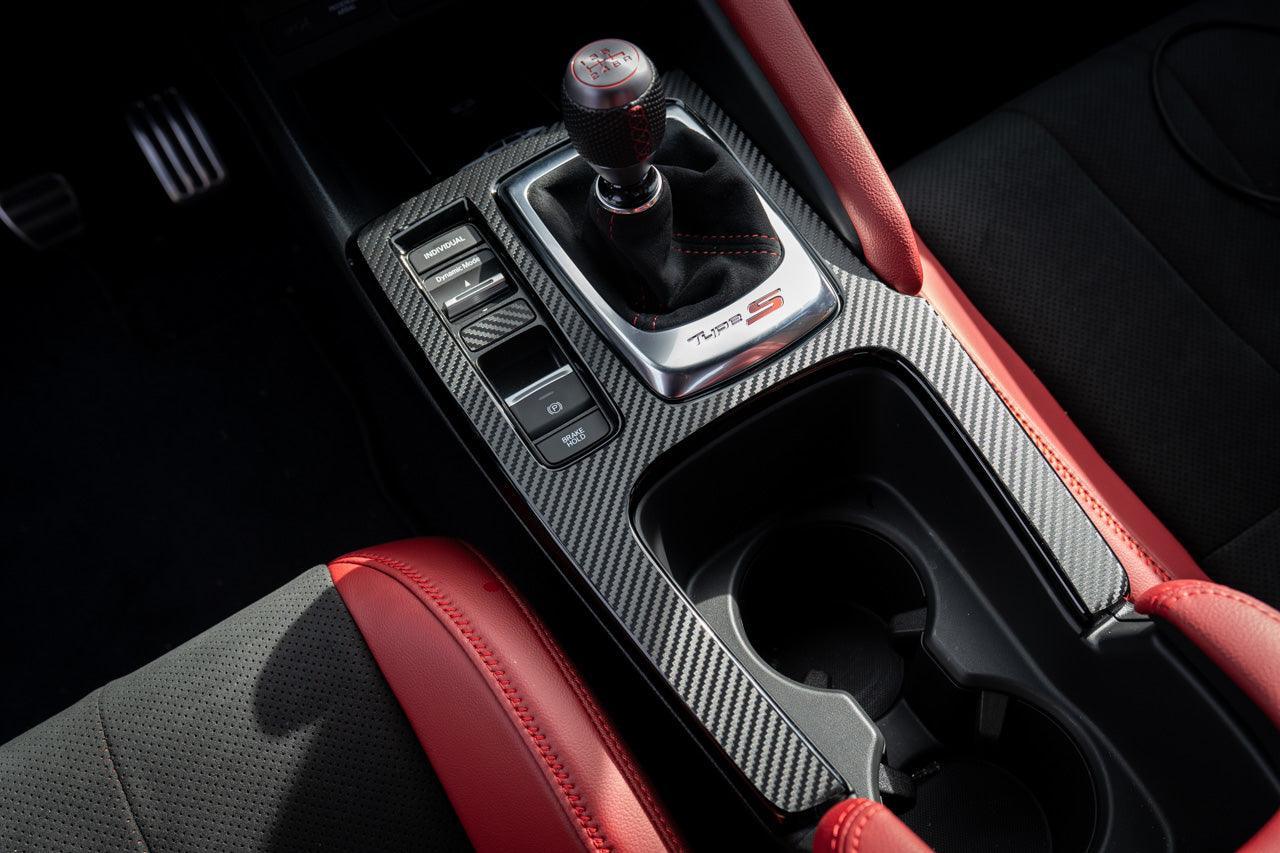 3D Carbon Fiber Manual Shifter Trim Overlay - 2023+ Integra 6MT / 2022+ Civic 6MT - 23INT6MTSHIFTER-3DB-  DRIVEN - 1