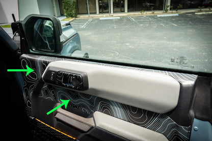 Topographic Upper Door Overlay Kit (Printed Series) - 2021+ Bronco 4 Door - 21BRNINTDRFU-TPAMBL-21BRNINTDRFU-TPA51L-21BRNINTDRFU-TPAZL-21BRNINTDRFU-TPCGL-21BRNINTDRFU-TPCBNL-  DRIVEN - 1
