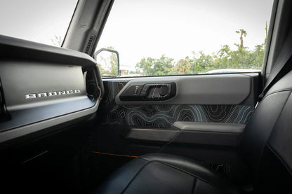 Topographic Upper Door Overlay Kit (Printed Series) - 2021+ Bronco 4 Door - 21BRNINTDRFU-TPAMBL-21BRNINTDRFU-TPA51L-21BRNINTDRFU-TPAZL-21BRNINTDRFU-TPCGL-21BRNINTDRFU-TPCBNL-  DRIVEN - 4