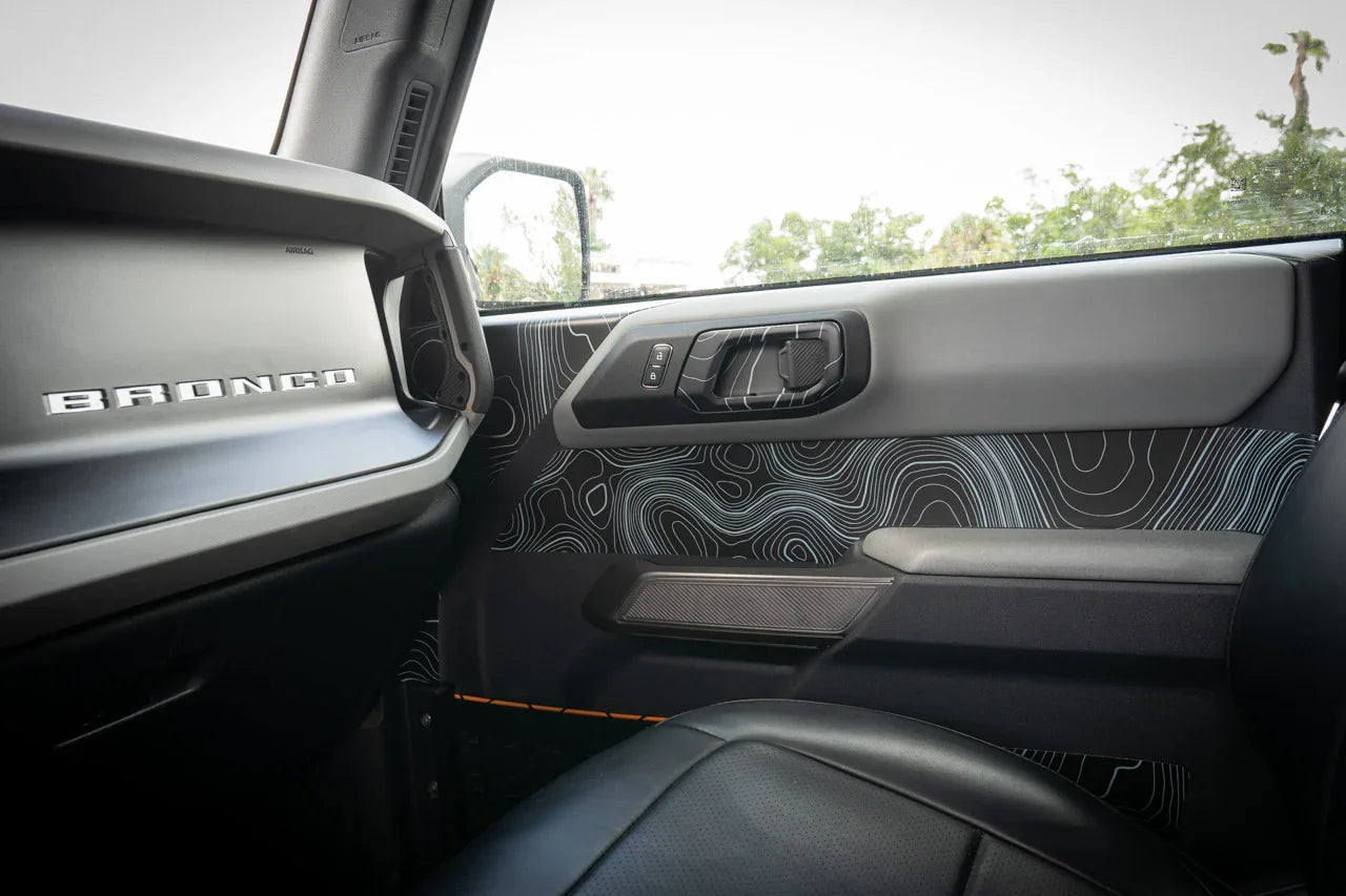 Topographic Upper Door Overlay Kit (Printed Series) - 2021+ Bronco 4 Door - 21BRNINTDRFU-TPAMBL-21BRNINTDRFU-TPA51L-21BRNINTDRFU-TPAZL-21BRNINTDRFU-TPCGL-21BRNINTDRFU-TPCBNL-  DRIVEN - 5