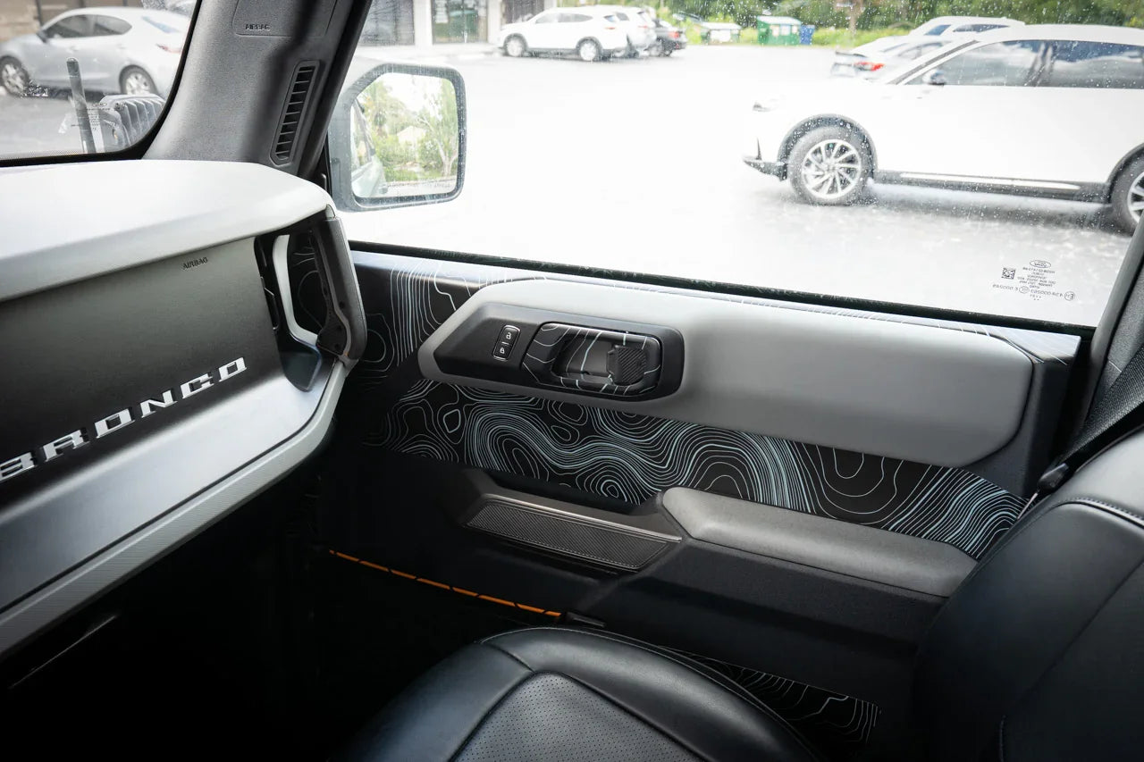 Topographic Upper Door Overlay Kit (Printed Series) - 2021+ Bronco 4 Door - 21BRNINTDRFU-TPAMBL-21BRNINTDRFU-TPA51L-21BRNINTDRFU-TPAZL-21BRNINTDRFU-TPCGL-21BRNINTDRFU-TPCBNL-  DRIVEN - 6