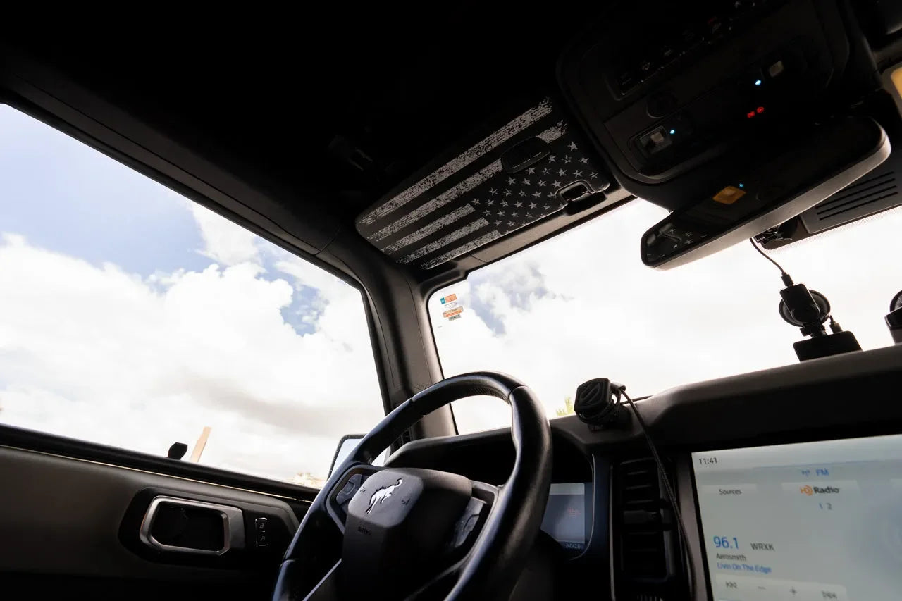 Freedom Series Sun Visor Overlays (Printed Series) - 2021+ Bronco - 21BRNVISORFULLFREE-BWNHL-21BRNVISORFULLFREE-BWHL-21BRNVISORFULLFREE-TBLNHL-21BRNVISORFULLFREE-TBLHL-21BRNVISORFULLFREE-TRLNHL-  DRIVEN - 9