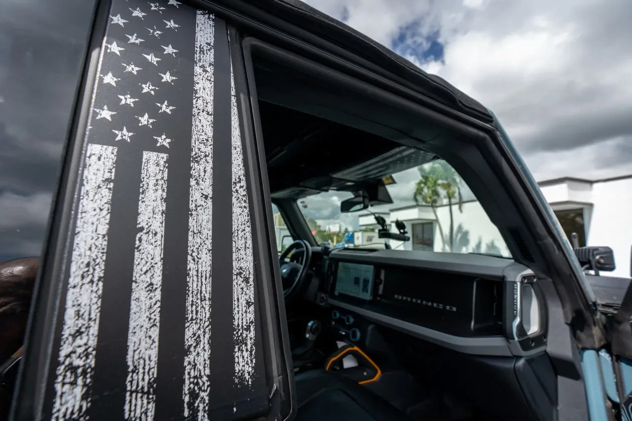 Freedom Series Sun Visor Overlays (Printed Series) - 2021+ Bronco - 21BRNVISORFULLFREE-BWNHL-21BRNVISORFULLFREE-BWHL-21BRNVISORFULLFREE-TBLNHL-21BRNVISORFULLFREE-TBLHL-21BRNVISORFULLFREE-TRLNHL-  DRIVEN - 8