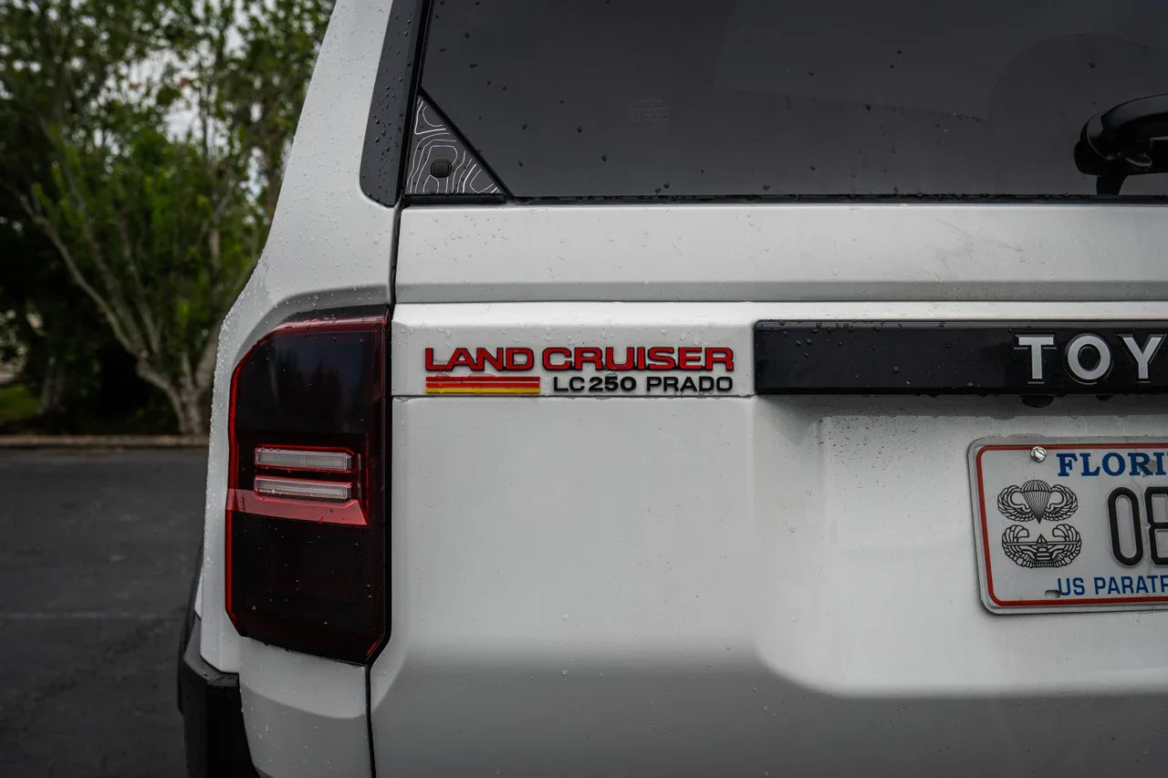 "Land Cruiser" Rear Tailgate Emblem Overlays - 2024+ Land Cruiser - 24LC250-RT-LC-WH-24LC250-RT-LC-MB-24LC250-RT-LC-BL-24LC250-RT-LC-GR-24LC250-RT-LC-OR-  DRIVEN - 7