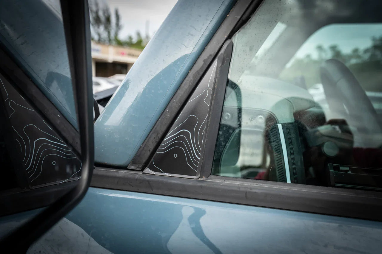 Topo Front Window Triangle Overlay (Printed Series) - 2021+ Bronco 4 Door - 21BRNDFTRIPT-TPAMBL-21BRNDFTRIPT-TPA51L-21BRNDFTRIPT-TPAZL-21BRNDFTRIPT-TPCGL-21BRNDFTRIPT-TPCBNL-  DRIVEN - 1
