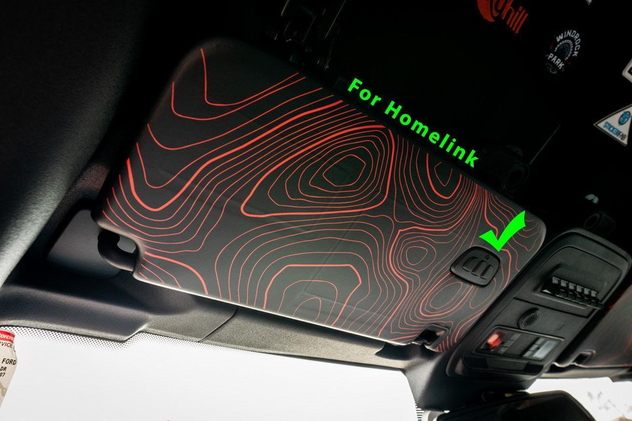Topographic Interior Sun Visor Overlays - 2024+ Ranger Raptor (with Homelink) - 24RANGERVISORFULL-TPAMBL-24RANGERVISORFULL-TPA51L-24RANGERVISORFULL-TPAZL-24RANGERVISORFULL-TPBOL-24RANGERVISORFULL-TPCGL-  DRIVEN - 2