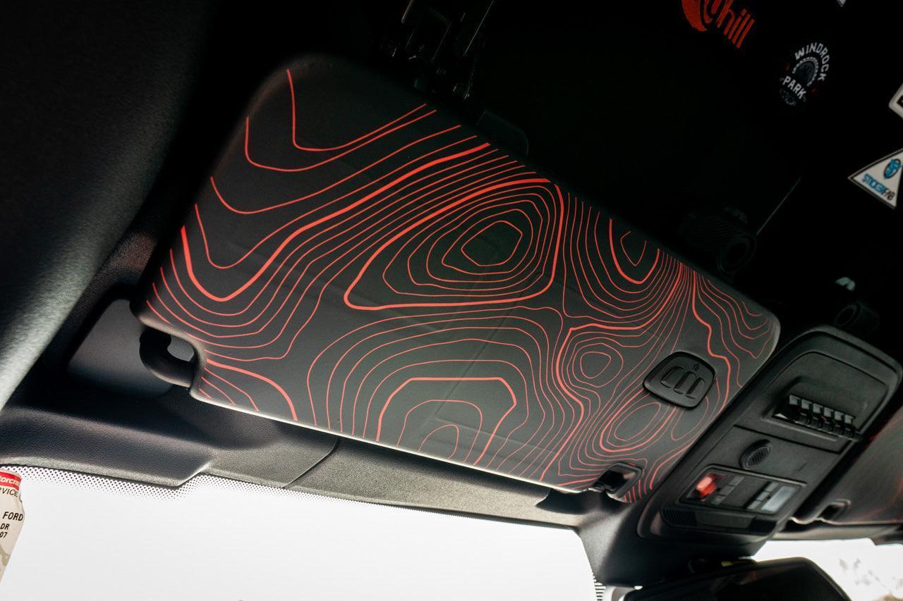 Topographic Interior Sun Visor Overlays - 2024+ Ranger Raptor (with Homelink) - 24RANGERVISORFULL-TPAMBL-24RANGERVISORFULL-TPA51L-24RANGERVISORFULL-TPAZL-24RANGERVISORFULL-TPBOL-24RANGERVISORFULL-TPCGL-  DRIVEN - 6