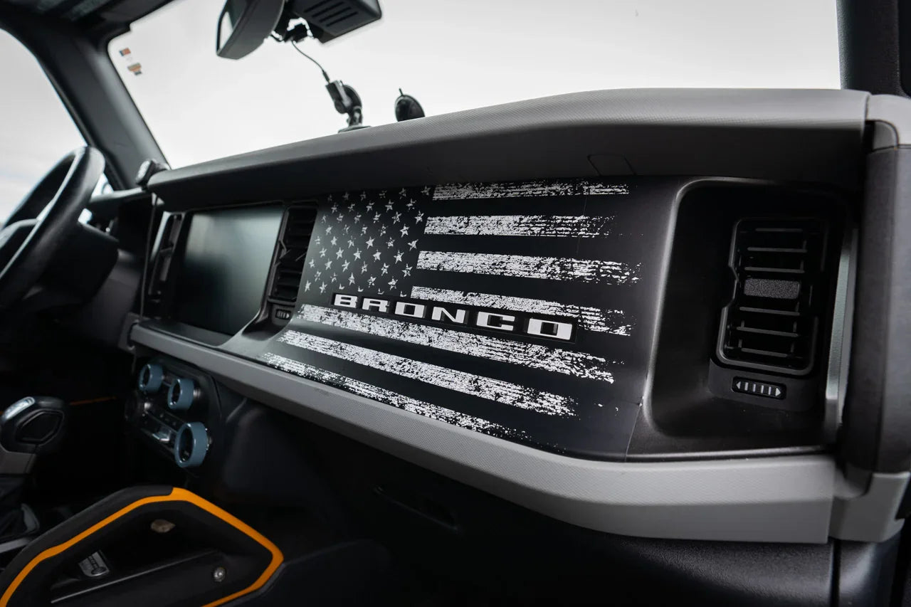 Freedom Series American Flag Dash Overlay - 2021+ Bronco - 21BRNDASH3FREE-BW-sku-49914594984255-21BRNDASH3FREE-TBL-21BRNDASH3FREE-TRL-21BRNDASH3FREE-TGL-  DRIVEN - 2