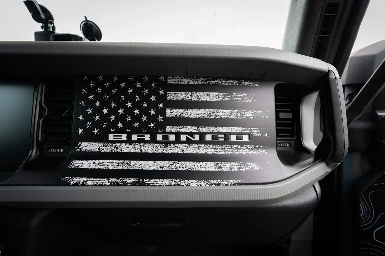 Freedom Series American Flag Dash Overlay - 2021+ Bronco - 21BRNDASH3FREE-BW-sku-49914594984255-21BRNDASH3FREE-TBL-21BRNDASH3FREE-TRL-21BRNDASH3FREE-TGL-  DRIVEN - 1