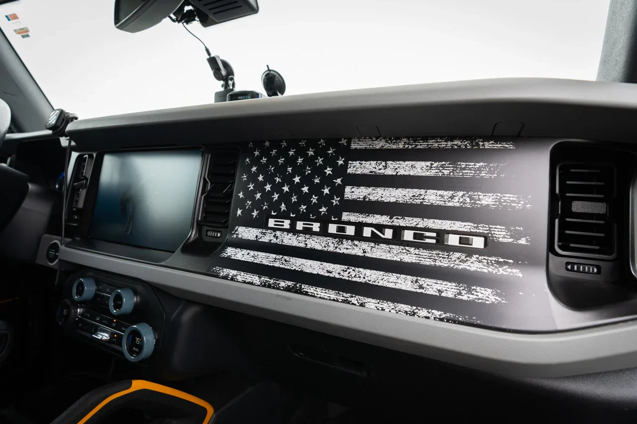Freedom Series American Flag Dash Overlay - 2021+ Bronco - 21BRNDASH3FREE-BW-sku-49914594984255-21BRNDASH3FREE-TBL-21BRNDASH3FREE-TRL-21BRNDASH3FREE-TGL-  DRIVEN - 4