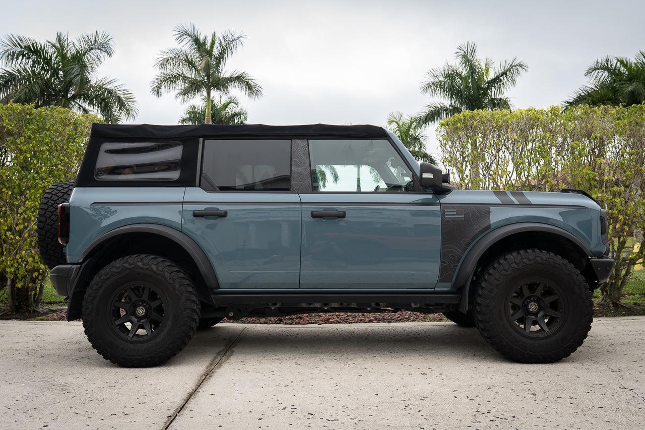 Solid Color Upper Door Spear Stripe Kit - 2021+ Bronco 4 Door (non-Raptor) - 21BRNDOORSPEAR-BAD-21BRNDOORSPEAR-GB-21BRNDOORSPEAR-MB-21BRNDOORSPEAR-BL-21BRNDOORSPEAR-BRZ-  DRIVEN - 6