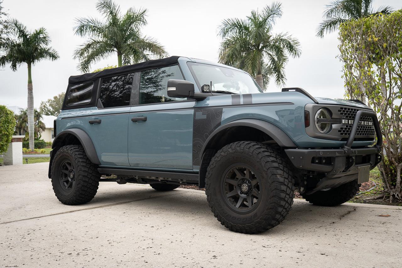 Solid Color Upper Door Spear Stripe Kit - 2021+ Bronco 4 Door (non-Raptor) - 21BRNDOORSPEAR-BAD-21BRNDOORSPEAR-GB-21BRNDOORSPEAR-MB-21BRNDOORSPEAR-BL-21BRNDOORSPEAR-BRZ-  DRIVEN - 8