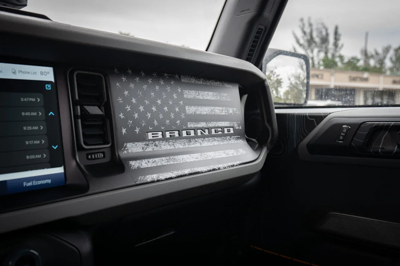 Freedom Series American Flag Dash Overlay - 2021+ Bronco - 21BRNDASH3FREE-BW-sku-49914594984255-21BRNDASH3FREE-TBL-21BRNDASH3FREE-TRL-21BRNDASH3FREE-TGL-  DRIVEN - 6