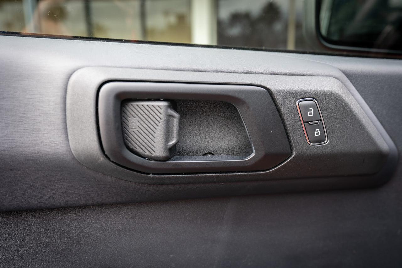 Solid Color Interior Door Handle Overlays (Printed Series) - 2021+ Bronco - 21BRNINTHANDLE-MB-21BRNINTHANDLE-GB-21BRNINTHANDLE-WHM-21BRNINTHANDLE-WHG-21BRNINTHANDLE-AMBM-  DRIVEN - 6