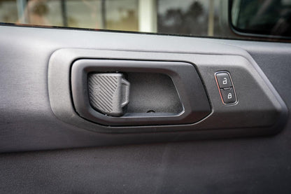 Solid Color Interior Door Handle Overlays (Printed Series) - 2021+ Bronco - 21BRNINTHANDLE-MB-21BRNINTHANDLE-GB-21BRNINTHANDLE-WHM-21BRNINTHANDLE-WHG-21BRNINTHANDLE-AMBM-  DRIVEN - 6