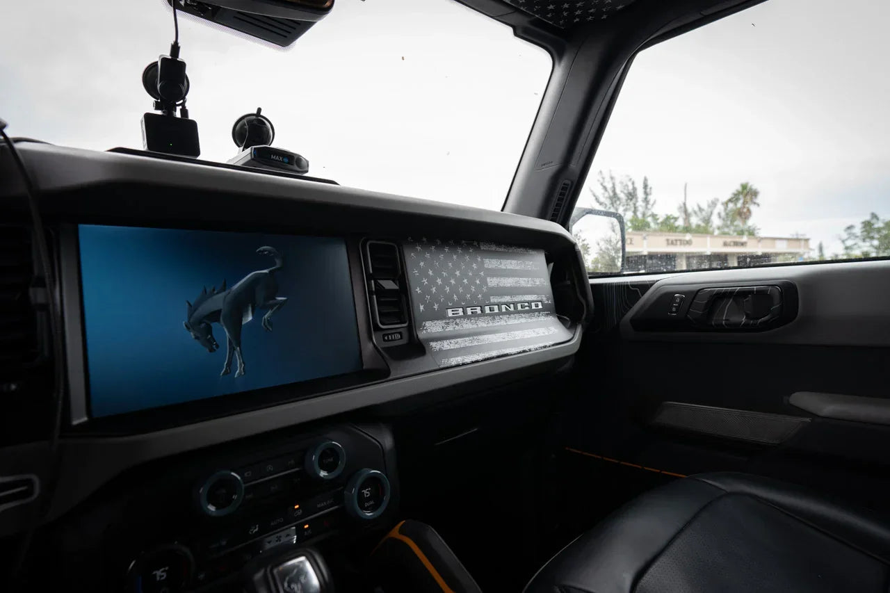 Freedom Series American Flag Dash Overlay - 2021+ Bronco - 21BRNDASH3FREE-BW-sku-49914594984255-21BRNDASH3FREE-TBL-21BRNDASH3FREE-TRL-21BRNDASH3FREE-TGL-  DRIVEN - 3
