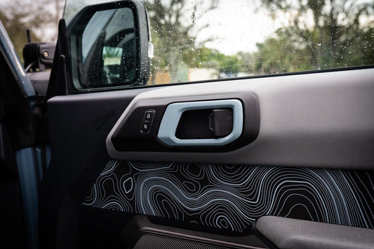 Solid Color Interior Door Handle Overlays (Printed Series) - 2021+ Bronco - 21BRNINTHANDLE-MB-21BRNINTHANDLE-GB-21BRNINTHANDLE-WHM-21BRNINTHANDLE-WHG-21BRNINTHANDLE-AMBM-  DRIVEN - 2