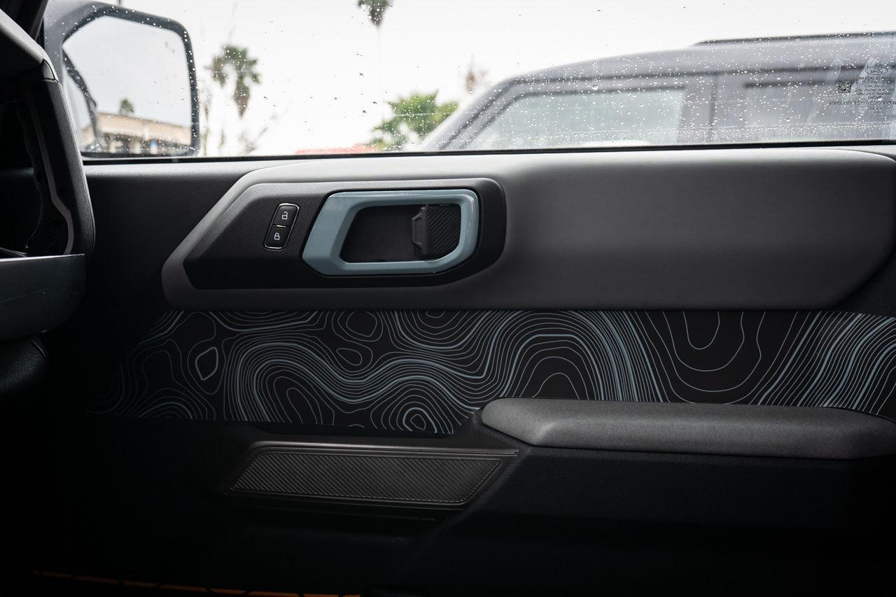 Solid Color Interior Door Handle Overlays (Printed Series) - 2021+ Bronco - 21BRNINTHANDLE-MB-21BRNINTHANDLE-GB-21BRNINTHANDLE-WHM-21BRNINTHANDLE-WHG-21BRNINTHANDLE-AMBM-  DRIVEN - 5