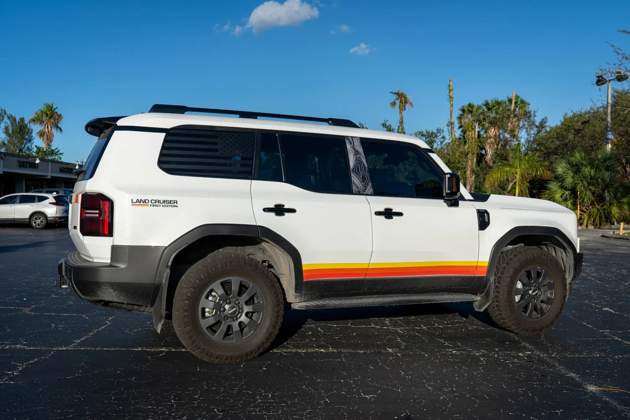 American Flag Rear Window Overlays - 2024+ Land Cruiser - 24LCFLAGRW-MB-24LCFLAGRW-GB-24LCFLAGRW-GD-24LCFLAGRW-RD-24LCFLAGRW-WH-  DRIVEN - 8