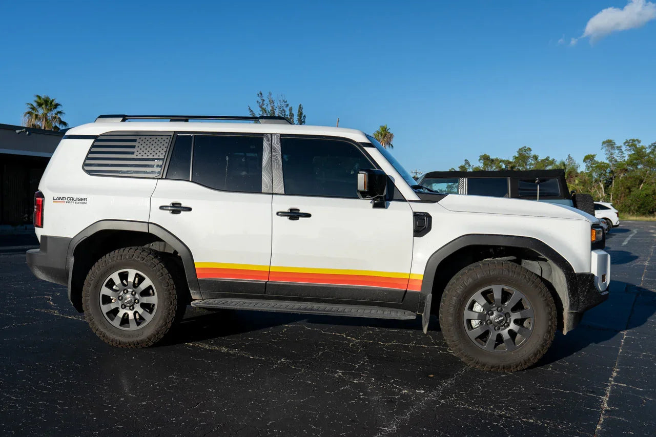 American Flag Rear Window Overlays - 2024+ Land Cruiser - 24LCFLAGRW-MB-24LCFLAGRW-GB-24LCFLAGRW-GD-24LCFLAGRW-RD-24LCFLAGRW-WH-  DRIVEN - 5