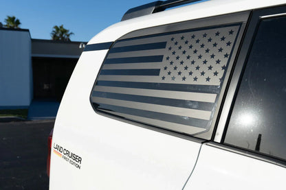 American Flag Rear Window Overlays - 2024+ Land Cruiser - 24LCFLAGRW-MB-24LCFLAGRW-GB-24LCFLAGRW-GD-24LCFLAGRW-RD-24LCFLAGRW-WH-  DRIVEN - 1