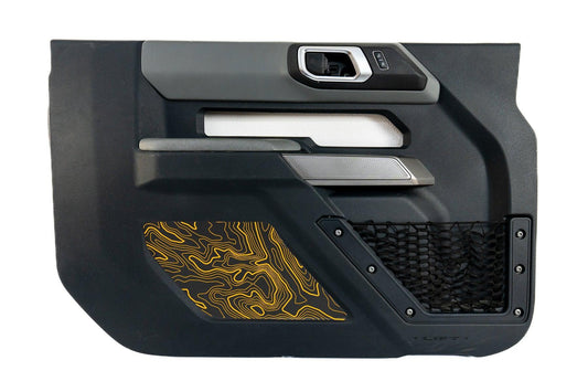 Topo Interior Lower Door Card Insert Overlays (Printed Series) - 2021+ Bronco 2 Door - 21BRNINTDRFL2-TPAMBL-21BRNINTDRFL2-TPA51L-21BRNINTDRFL2-TPAZL-21BRNINTDRFL2-TPBOL-21BRNINTDRFL2-TPCGL-  DRIVEN - 2