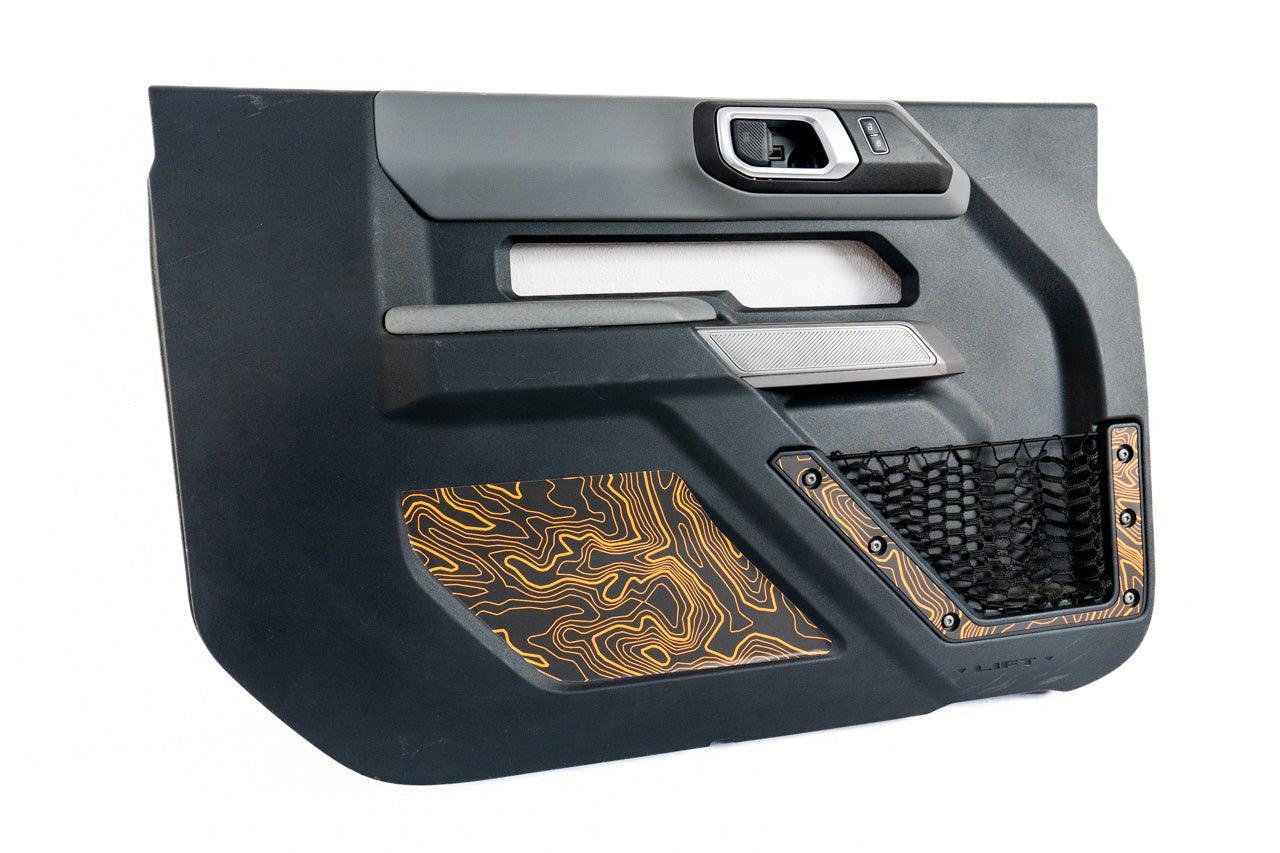 Topo Front Door Net Trim Overlay Kit (Printed Series) - 2021+ Bronco - 21BRNFTNET-TPAMBL-21BRNFTNET-TPA51L-21BRNFTNET-TPAZL-21BRNFTNET-TPCGL-21BRNFTNET-TPCBNL-  DRIVEN - 2