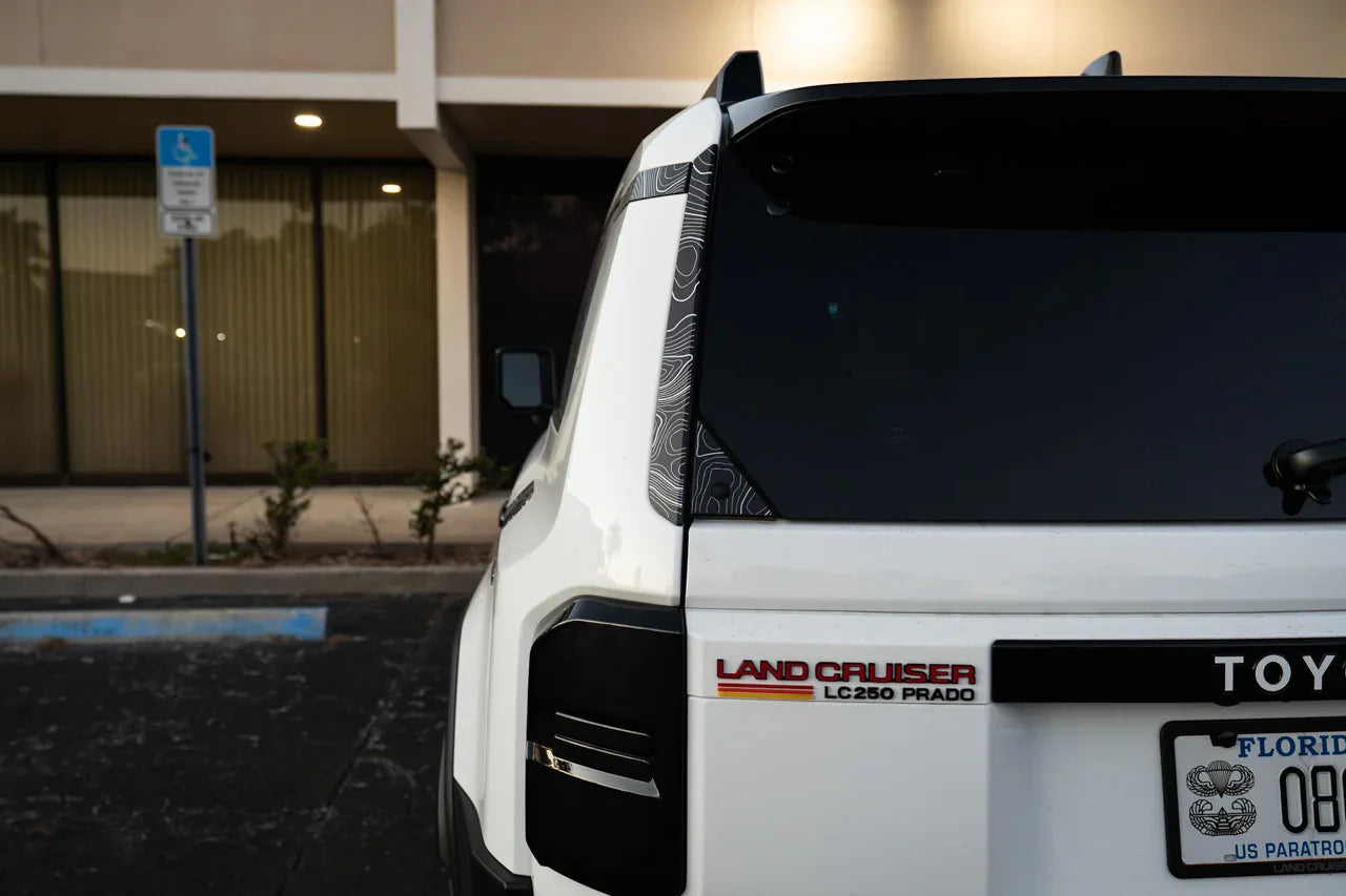 Topographic Rear Trim Overlays (6pcs) - 2024+ Land Cruiser / GX 550 - 24LC250RTRIM6PC-WH-24LC250RTRIM6PC-ARG-24LC250RTRIM6PC-CBNG-24LC250RTRIM6PC-CG-24LC250RTRIM6PC-DS-  DRIVEN - 2