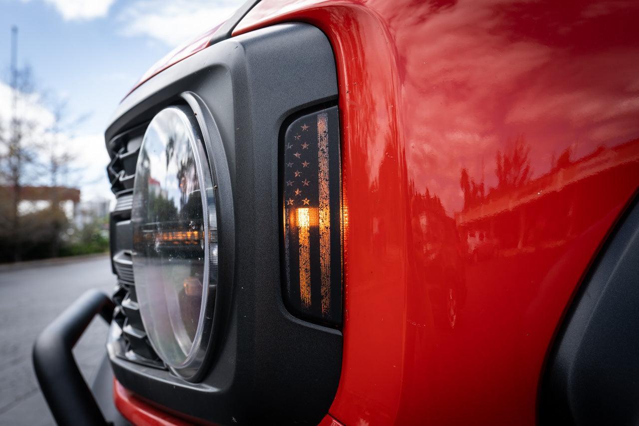 Distressed American Flag Sidemarker Overlays - 2021+ Bronco (ALL) - 21BRONCOSMFRDS-DAF-21BRONCOSMFRDS-DAFR-21BRONCOSMFRDS-DAFFR-  DRIVEN - 3