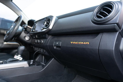 Glove Box "TACOMA" Logo Inlays (Printed Series) - 2016-2023 Tacoma - 16TACOGLOVEINLAYPT-TRD-  DRIVEN - 2