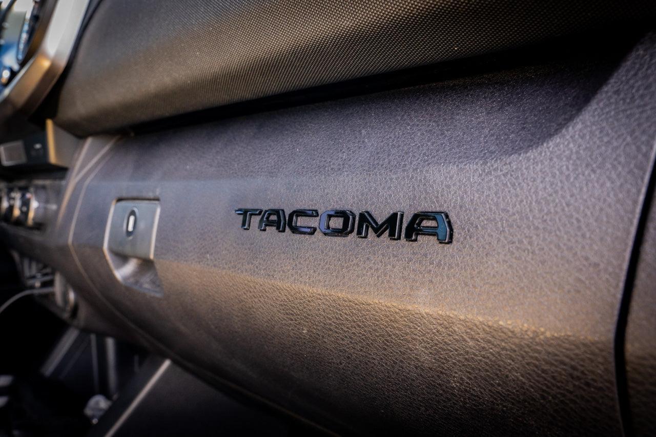 Glove Box "TACOMA" Acrylic Logo Inlays (Laser Series) - 2016-2023 Tacoma - 16TACOGLOVEINLAYLSR-BK-16TACOGLOVEINLAYLSR-RD-  DRIVEN - 4