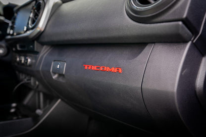 Glove Box "TACOMA" Acrylic Logo Inlays (Laser Series) - 2016-2023 Tacoma - 16TACOGLOVEINLAYLSR-BK-16TACOGLOVEINLAYLSR-RD-  DRIVEN - 7