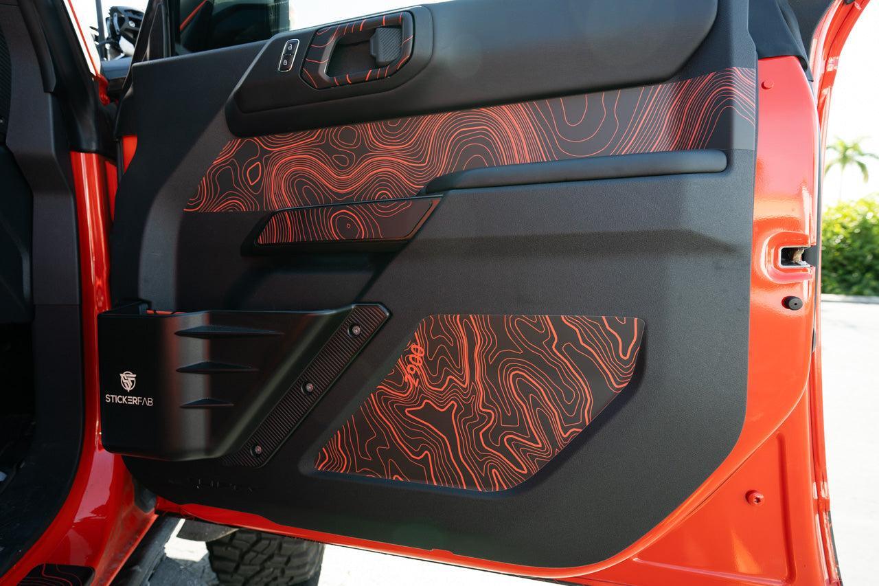 Topo Front Interior Upper Door Card Insert Overlays (Printed Series) - 2021+ Bronco 4 Door - 21BRNINTDRFU-TPAMBL-21BRNINTDRFU-TPA51L-21BRNINTDRFU-TPAZL-21BRNINTDRFU-TPCGL-21BRNINTDRFU-TPCBNL-  DRIVEN - 2