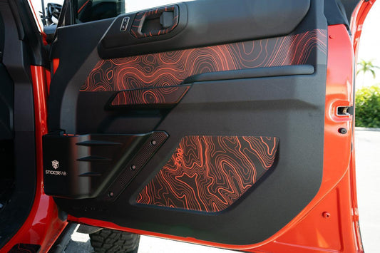 Topo Front Interior Upper Door Card Insert Overlays (Printed Series) - 2021+ Bronco 4 Door - 21BRNINTDRFU-TPAMBL-21BRNINTDRFU-TPA51L-21BRNINTDRFU-TPAZL-21BRNINTDRFU-TPCGL-21BRNINTDRFU-TPCBNL-  DRIVEN - 2
