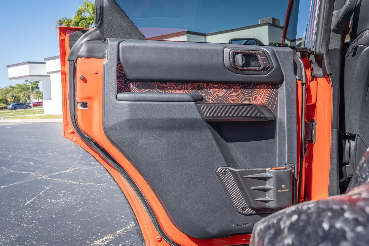 Topo Rear Interior Upper Door Card Insert Overlays (Printed Series) - 2021+ Bronco 4 Door - 21BRNINTDRRU-TPAMBL-21BRNINTDRRU-TPA51L-21BRNINTDRRU-TPAZL-21BRNINTDRRU-TPCGL-21BRNINTDRRU-TPCBNL-  DRIVEN - 5