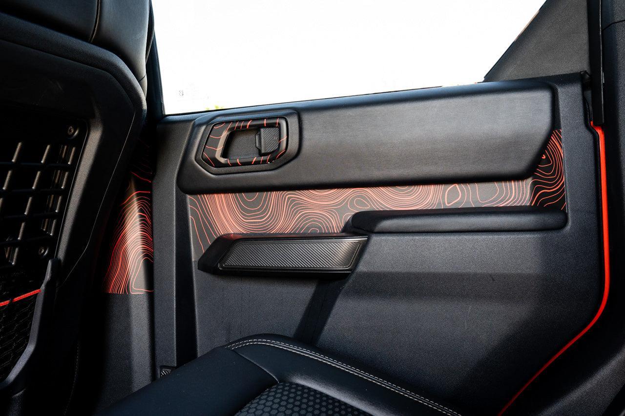 Topo Rear Interior Upper Door Card Insert Overlays (Printed Series) - 2021+ Bronco 4 Door - 21BRNINTDRRU-TPAMBL-21BRNINTDRRU-TPA51L-21BRNINTDRRU-TPAZL-21BRNINTDRRU-TPCGL-21BRNINTDRRU-TPCBNL-  DRIVEN - 2