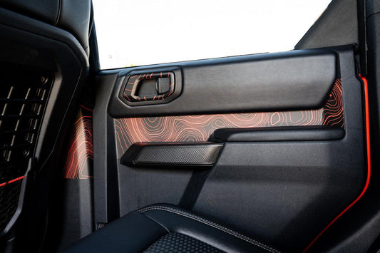 Topo Rear Interior Upper Door Card Insert Overlays (Printed Series) - 2021+ Bronco 4 Door - 21BRNINTDRRU-TPAMBL-21BRNINTDRRU-TPA51L-21BRNINTDRRU-TPAZL-21BRNINTDRRU-TPCGL-21BRNINTDRRU-TPCBNL-  DRIVEN - 2